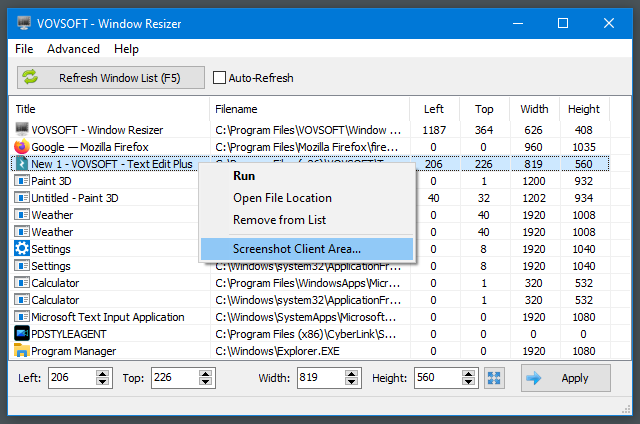 VOVSOFT Window Resizer 2.6 for apple instal