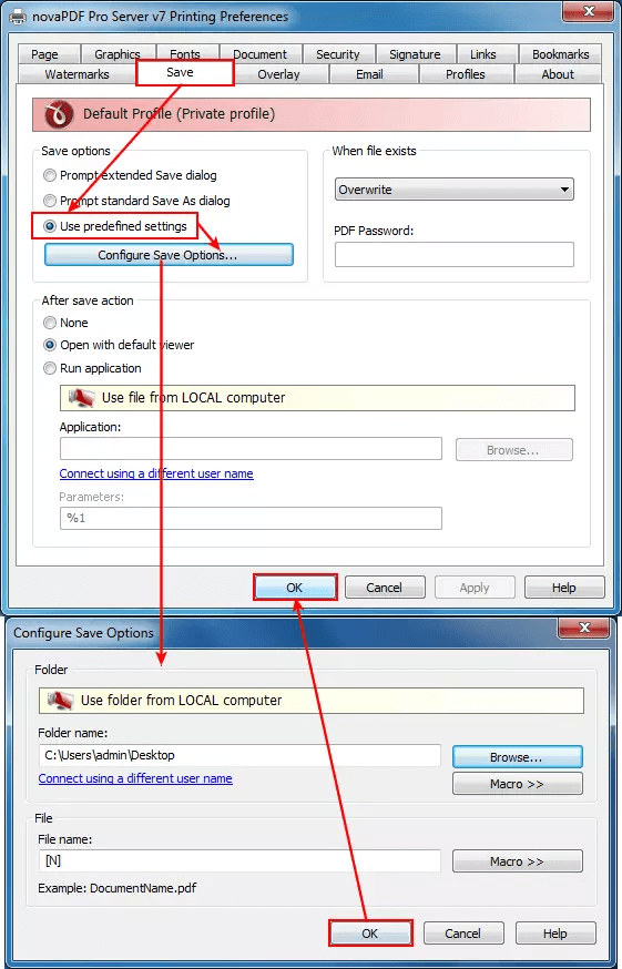 How to save pdf files without save dialog