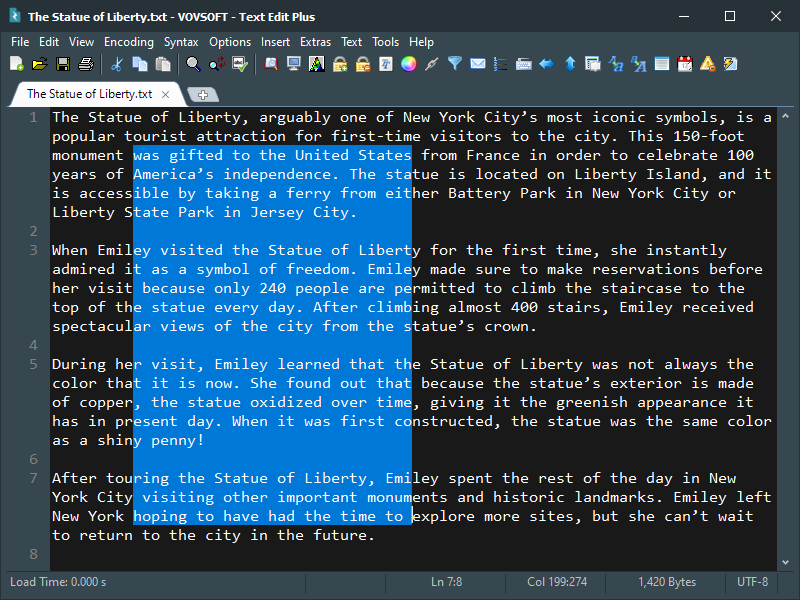 Vertical selection in Text Edit Plus